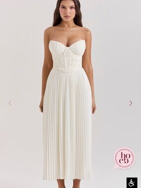 House of CB | Dresses | House Of Cb Anabella Satin Laceup Gown Ivory |  Poshmark